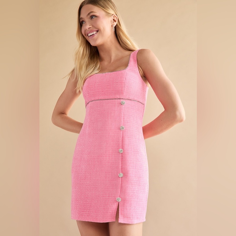 Pink Sleeveless Button-Down Dress